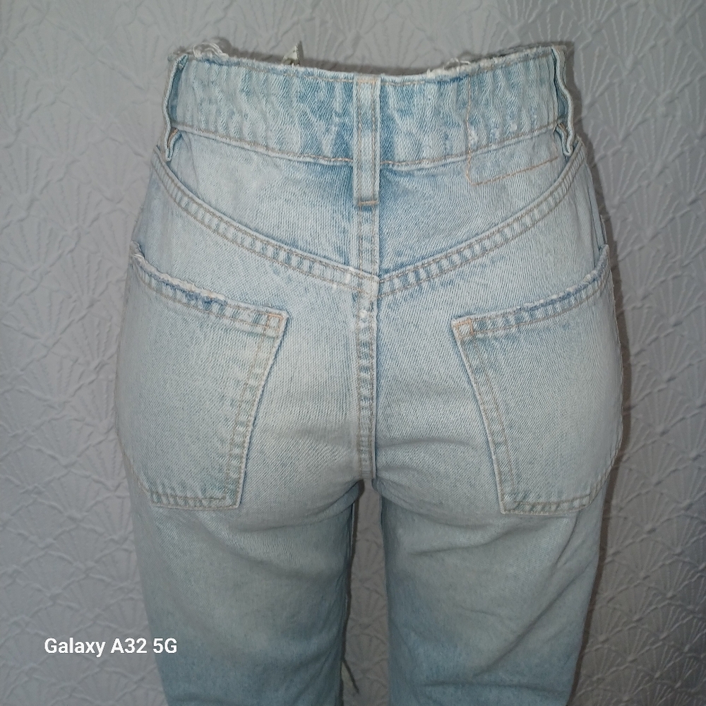 Zara Women Jeans Size 6 Blue Ankle Cropped Distressed Jeans - Picture 8 of 15